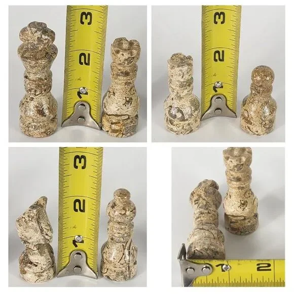 Marble Chess Pieces Only with Storage Tray Coral & White Handmade Gift New - Picture 8 of 8